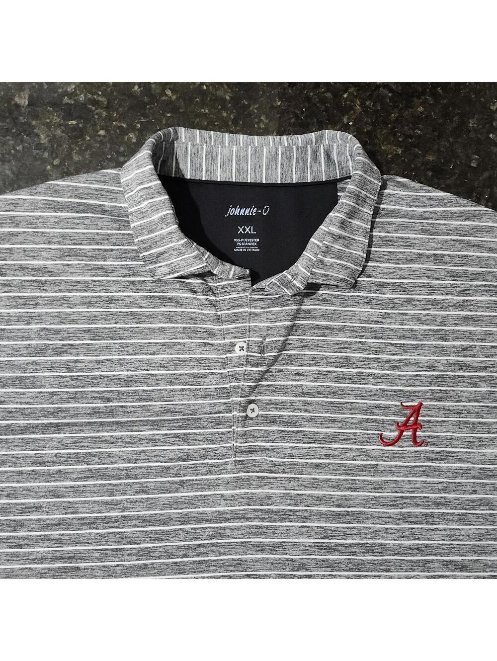 Johnnie O Alabama University Performance Stretch Striped Polo Golf Casual XXL